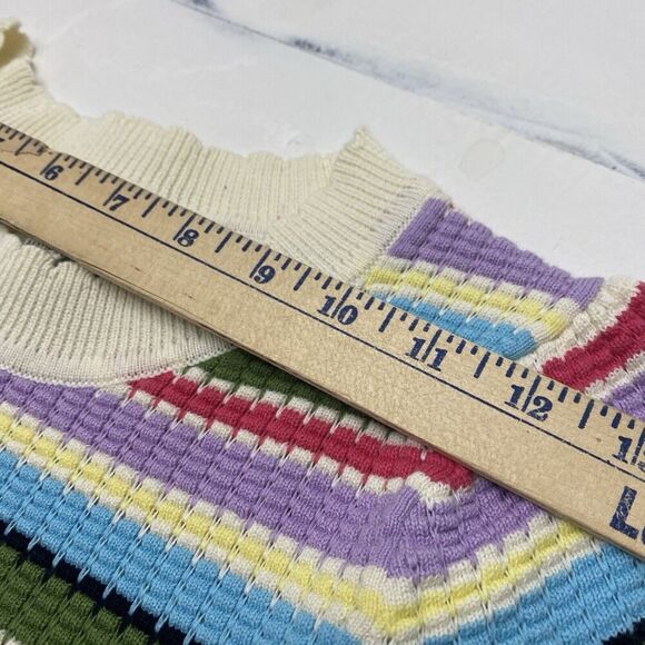 Vine & Love Kenzie Sweater Multicolored Stripes Scallop Neck Women's size Med - Picture 9 of 9